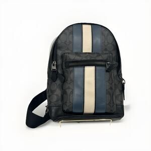 Coach Men’s West Backpack In Signature Canvas With Varsity Stripe Authentic